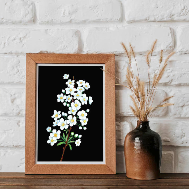 Jasmine flower - A5 Black Botanical Print