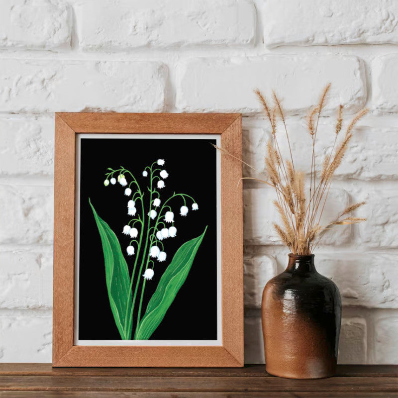 Snowdrops - A5 Black Botanical Print